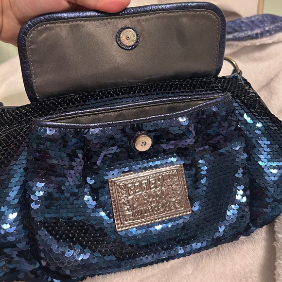 Blue Sequin Coach Poppy Sholder Bag - Picture 3 of 15
